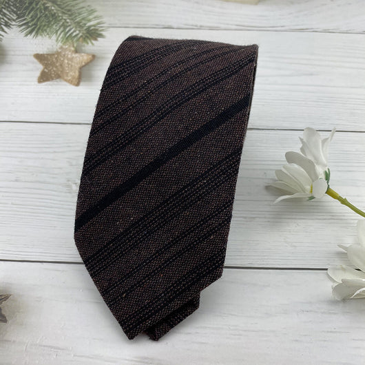 Corbata Escolar Británica de Invierno - Algodón Lino a Rayas Marrón con Cuadros - Image 18