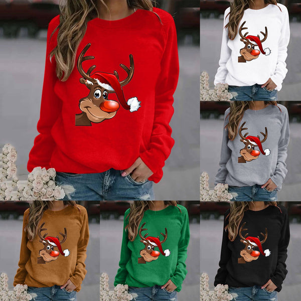 Suéter Navideño Estampado Cuello Redondo Manga Larga