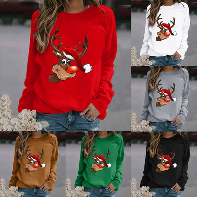 Suéter Navideño Estampado Cuello Redondo Manga Larga