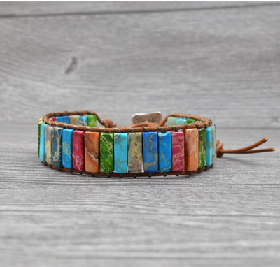 Pulsera de Cuero Tejida a Mano con Piedra Imperial - Estilo Étnico Minimalista - Image 6