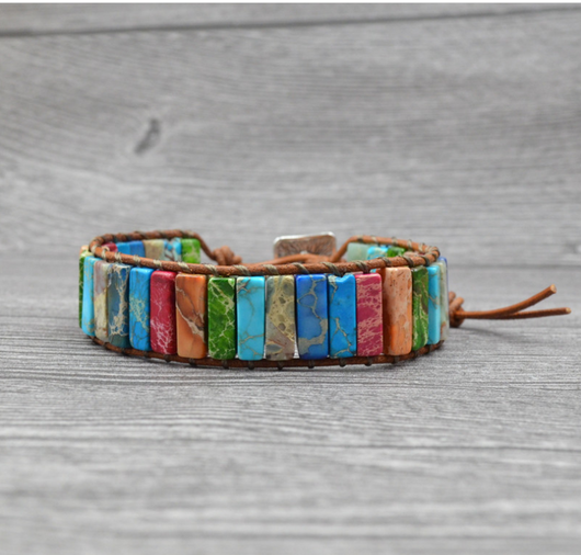 Pulsera de Cuero Tejida a Mano con Piedra Imperial - Estilo Étnico Minimalista - Image 6