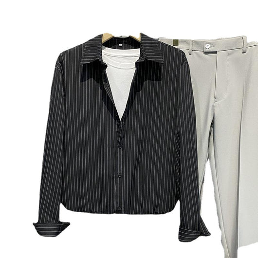 Camisa Suelta de Rayas Premium con Textura Sedosa - Image 5