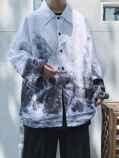 Camisa Estampada Degradado Montaña Nevada para Hombre - Image 5