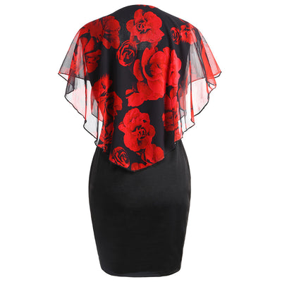 Vestido Capa Estampado Rosas Ajustado Cadera para Mujer - Image 19