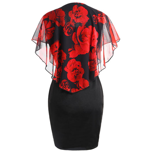 Vestido Capa Estampado Rosas Ajustado Cadera para Mujer - Image 19