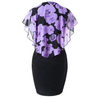 Vestido Capa Estampado Rosas Ajustado Cadera para Mujer - Image 12