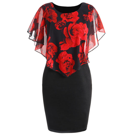 Vestido Capa Estampado Rosas Ajustado Cadera para Mujer - Image 18