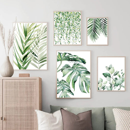 Lámina Decorativa Hoja Monstera Acuarela Verde - Image 19
