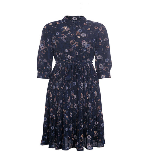 Vestido Plisado Floral A-Line con Cintura Ajustada en Gasa - Image 5