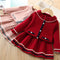 Conjunto Infantil Coreano Cardigan Tejido Liso Dos Piezas con Falda