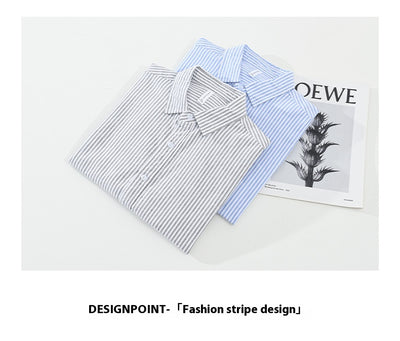 Camisa Manga Larga a Rayas Verticales para Hombre - Algodón Suelto y Cómodo - Image 12