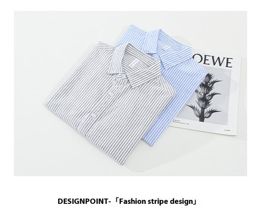 Camisa Manga Larga a Rayas Verticales para Hombre - Algodón Suelto y Cómodo - Image 12