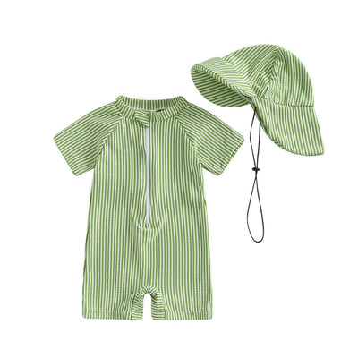 Traje de Baño Infantil Rayas Manga Corta Tallas 70-110 - Image 3