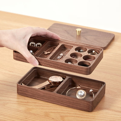 Caja de Almacenamiento Doble para Joyas de Nogal - Image 3