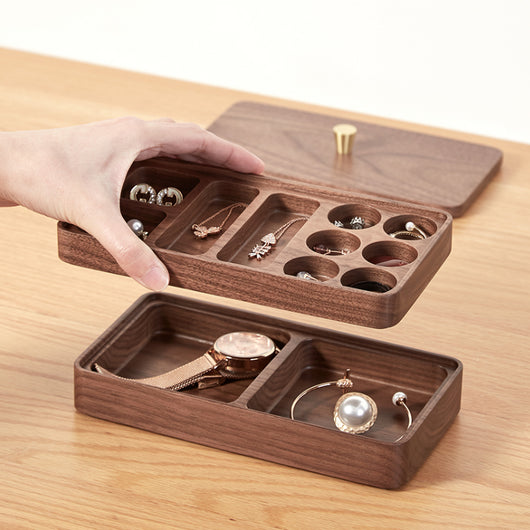 Caja de Almacenamiento Doble para Joyas de Nogal - Image 3