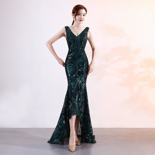 Vestido de Noche Elegante Escote V para Mujer - Diseño Sexy para Fiestas y Eventos