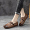 Sapatos Casuais Retrô Femininos com Solado de Tendão Bovino e Costuras Decorativas