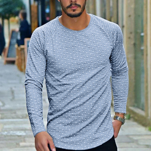 Camiseta Manga Larga Cuello Redondo con Lunares para Hombre - Image 14