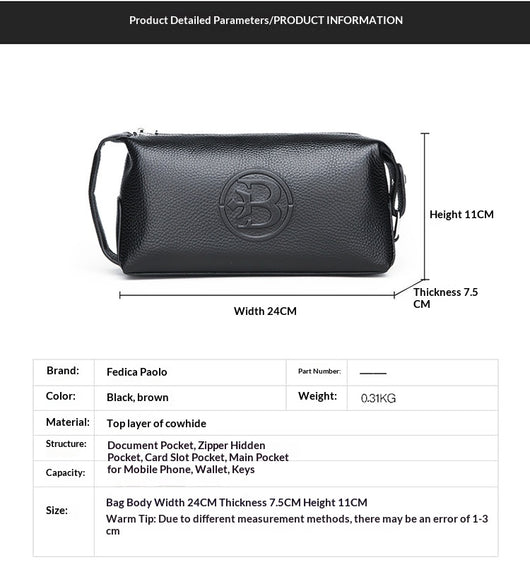 Bolsa de Cuero Genuino Impermeable para Hombre - Image 9