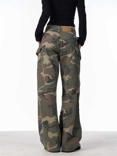 Pantalones Cargo Camuflaje Mujer Rectos Holgados Casual - Image 16