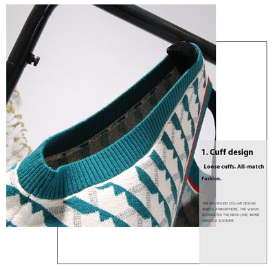 Chaleco Tejido Jacquard con Contraste Retro para Mujer - Image 15