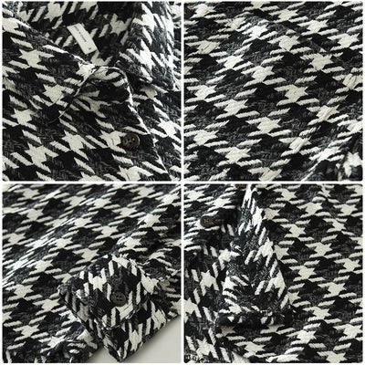 Camisa Cuadros Suelta Japonesa de Manga Larga para Hombre - Image 3
