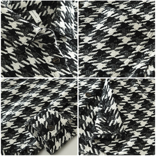Camisa Cuadros Suelta Japonesa de Manga Larga para Hombre - Image 3