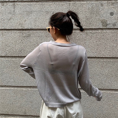 Cardigan de Seda de Hielo Tejido Fino con Protección Solar para Mujer - Image 22