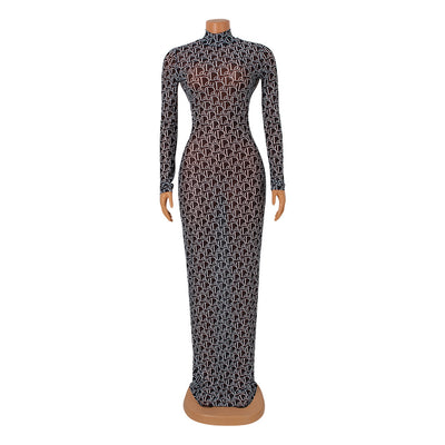 Vestido de Malla Transparente con Estampa y Espalda Abierta - Image 10