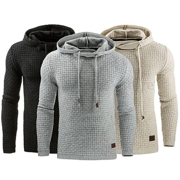 Sudadera con Capucha Jacquard para Hombre - Abrigo Cálido de Manga Larga
