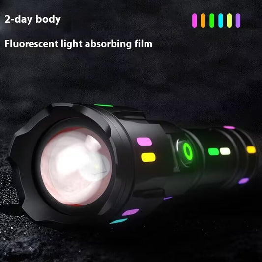 Linterna LED Láser Blanca con Luces Multicolor