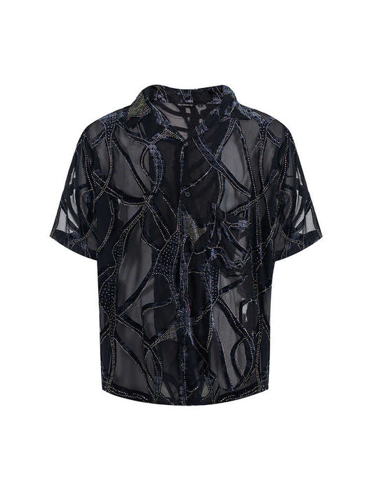 Camisa Manga Corta Translúcida con Patrón de Serpiente para Hombre - Image 6