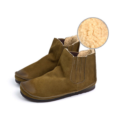 Botas de Cuero Genuino con Punta Redonda y Elástico Lateral - Image 9