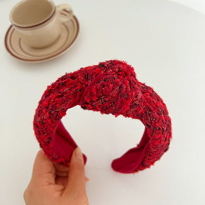 Diadema Navideña Roja con Nudo Central y Ala Ancha - Image 10