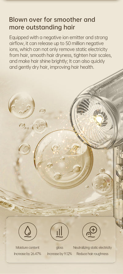 Beige 1200W hair dryer with a minimalist design, featuring a 360-degree rotating air collector nozzle and a US 110V plug. - Image 26
