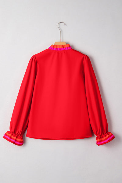 Blusa Suelta con Volantes y Cuello en V de Manga Larga - Image 12