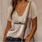 Blusa Suelta Estampada V-Neck para Mujer - Talla Grande Verano