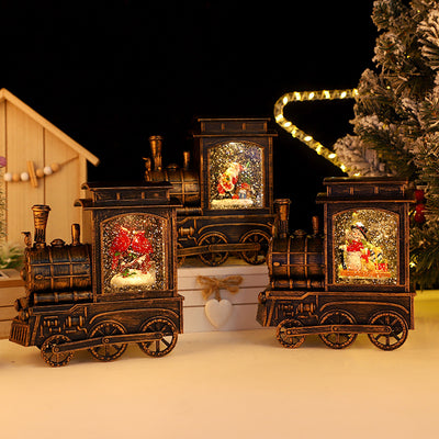 Tren Navideño Luminoso con Efecto Agua Interior para Escritorio
