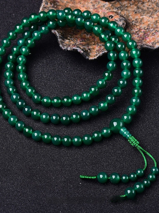 Pulsera Colgante Ágata Verde Natural 108 Círculos Múltiples Thangka - Image 5