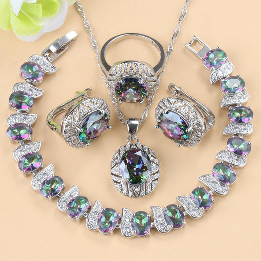 Conjunto de Joyas con Piedras Preciosas: Collar, Aretes y Anillo de Cuatro Piezas - Image 14