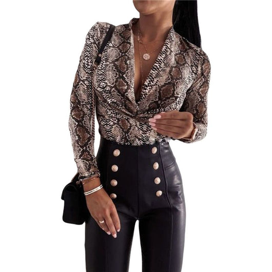 Blusa Estampado Leopardo Manga Larga Escote V para Mujer - Image 9