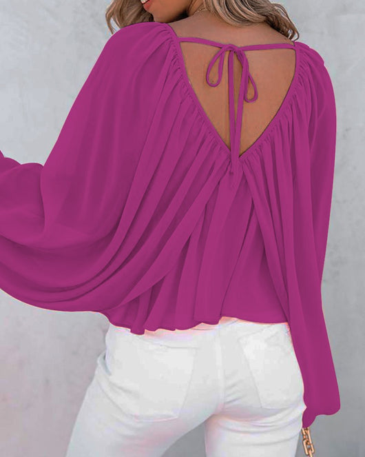 Blusa Casual V-Cuello Manga Larga para Mujer - Image 11