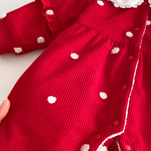 Pijama Enterizo Térmico para Bebé con Forro Polar Lunares Rojo - Image 8