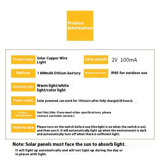 Guirnalda Solar de Cobre LED con 8 Funciones de Iluminación - Image 23