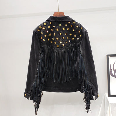 Abrigo para Mujer con Remaches de Estrella Europea y Borla Decorativa - Image 3