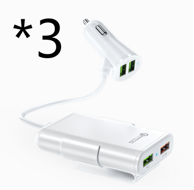 Cargador de Auto con 4 Puertos USB QC3.0 para Asiento Trasero con Cable y Soporte - Image 7