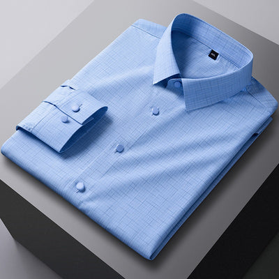 Camisa Manga Larga Rayada de Fibra de Bambú Premium sin Costuras para Hombre - Image 3