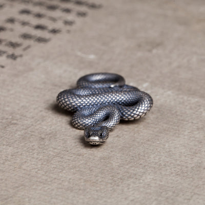 Dije Llavero de Plata 925 Serpiente Vintage Efecto Desgastado - Image 5