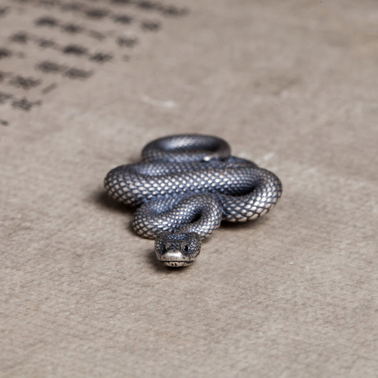 Dije Llavero de Plata 925 Serpiente Vintage Efecto Desgastado - Image 5