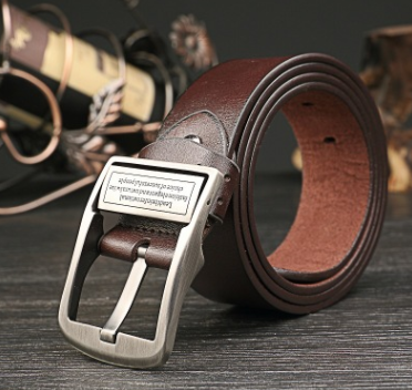 Cinturón de Cuero Vintage para Hombre con Detalles Denim - Image 3